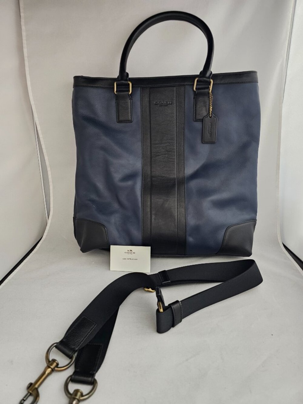 Coach Men's Tote Bag in Blue and Black Leather F71640. Brand New! - Picture 2 of 16